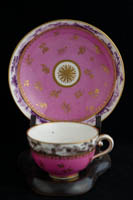 P048 - SEVRES PURPLE-GROUND CUP AND SAUCER 