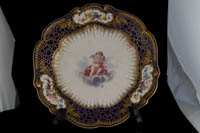 P062 - SEVRES (LATER-DECORATED) BLUE-GROUND PLATE